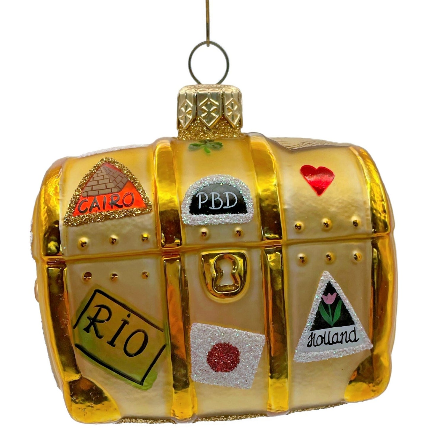 Patricia Breen Bon Voyage Gold Atlanta Cairo Rio Travel Christmas Ornament 9903