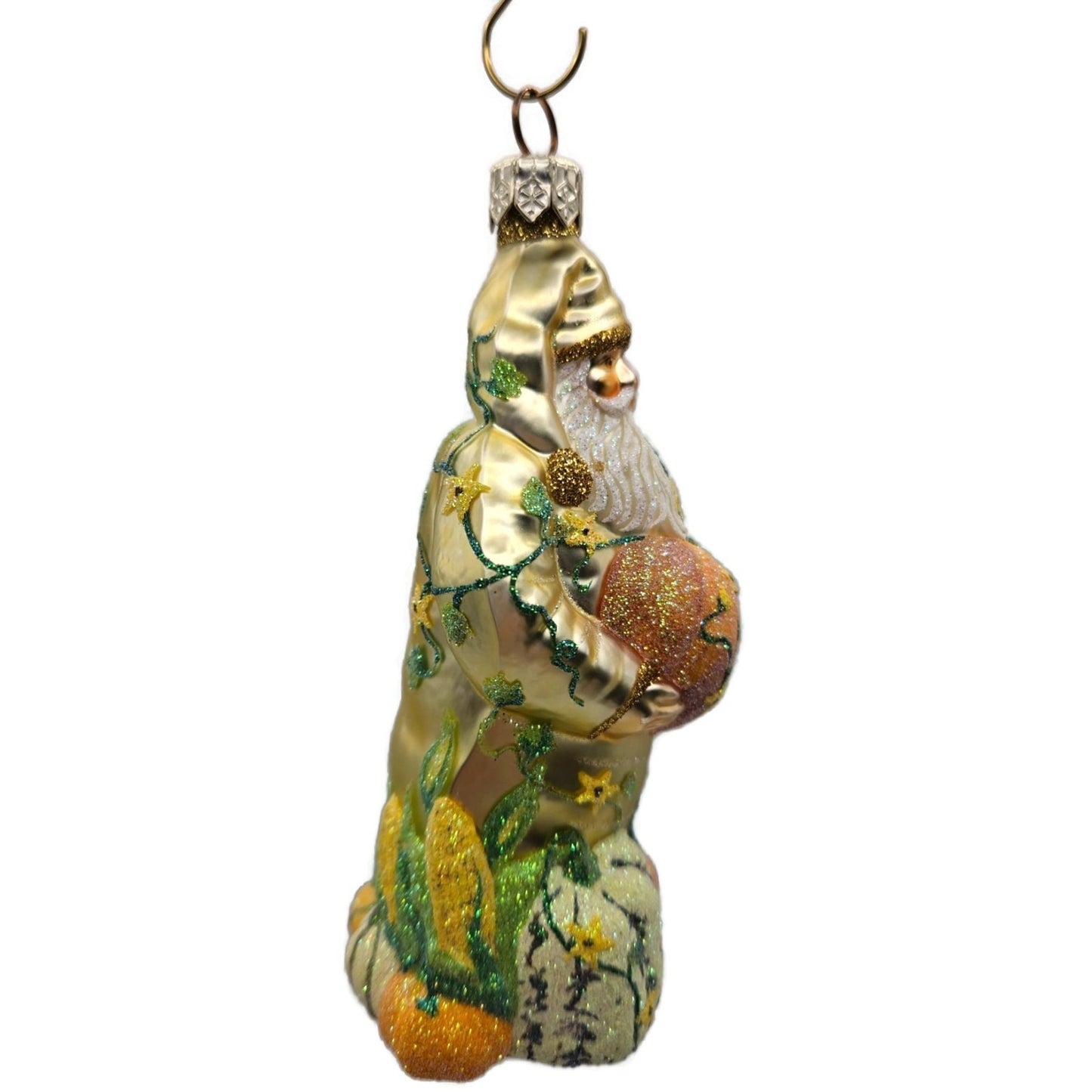 Patricia Breen Harvest Santa Gold Pumpkins Flowers Fall Christmas Ornament 2230