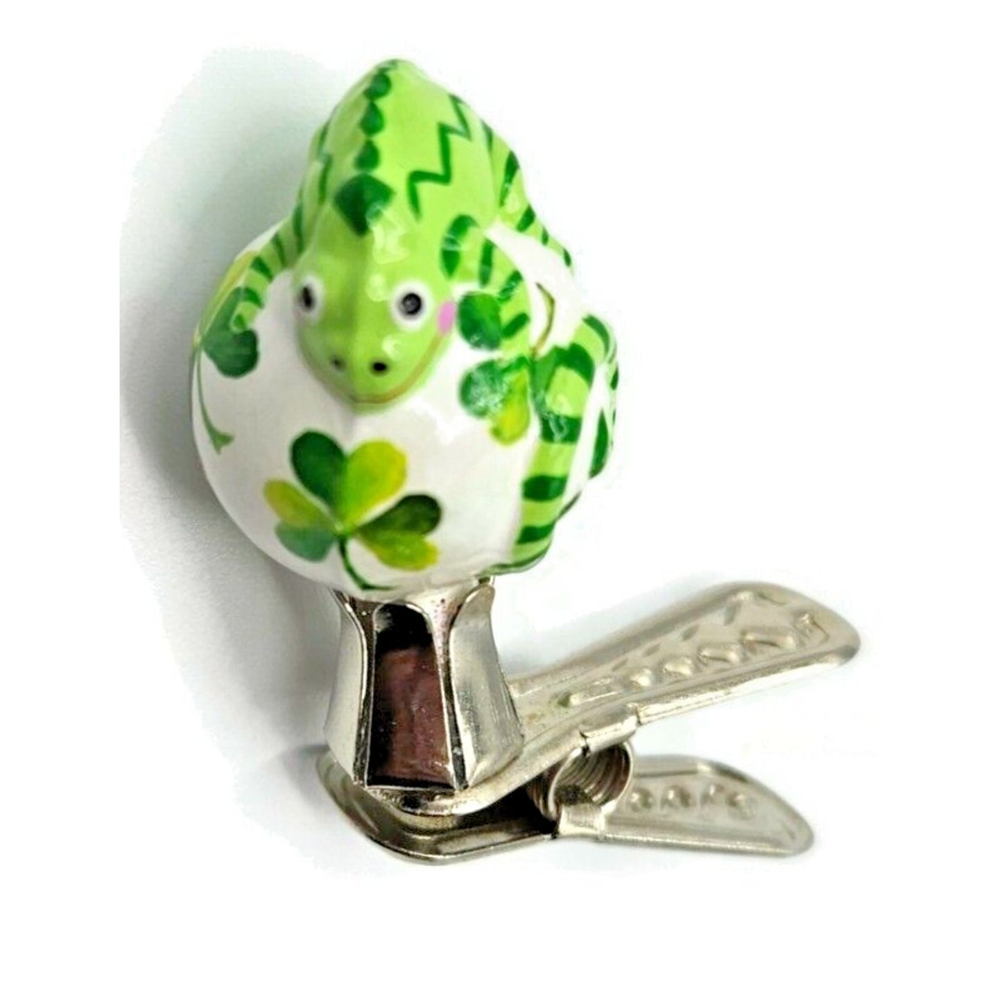 Patricia Breen Petite Miniature Chameleon Lucky Shamrock Christmas Clip Ornament