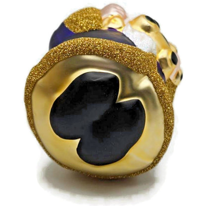Patricia Breen Santa and Teddy Bear Purple Gold Christmas Tree Ornament