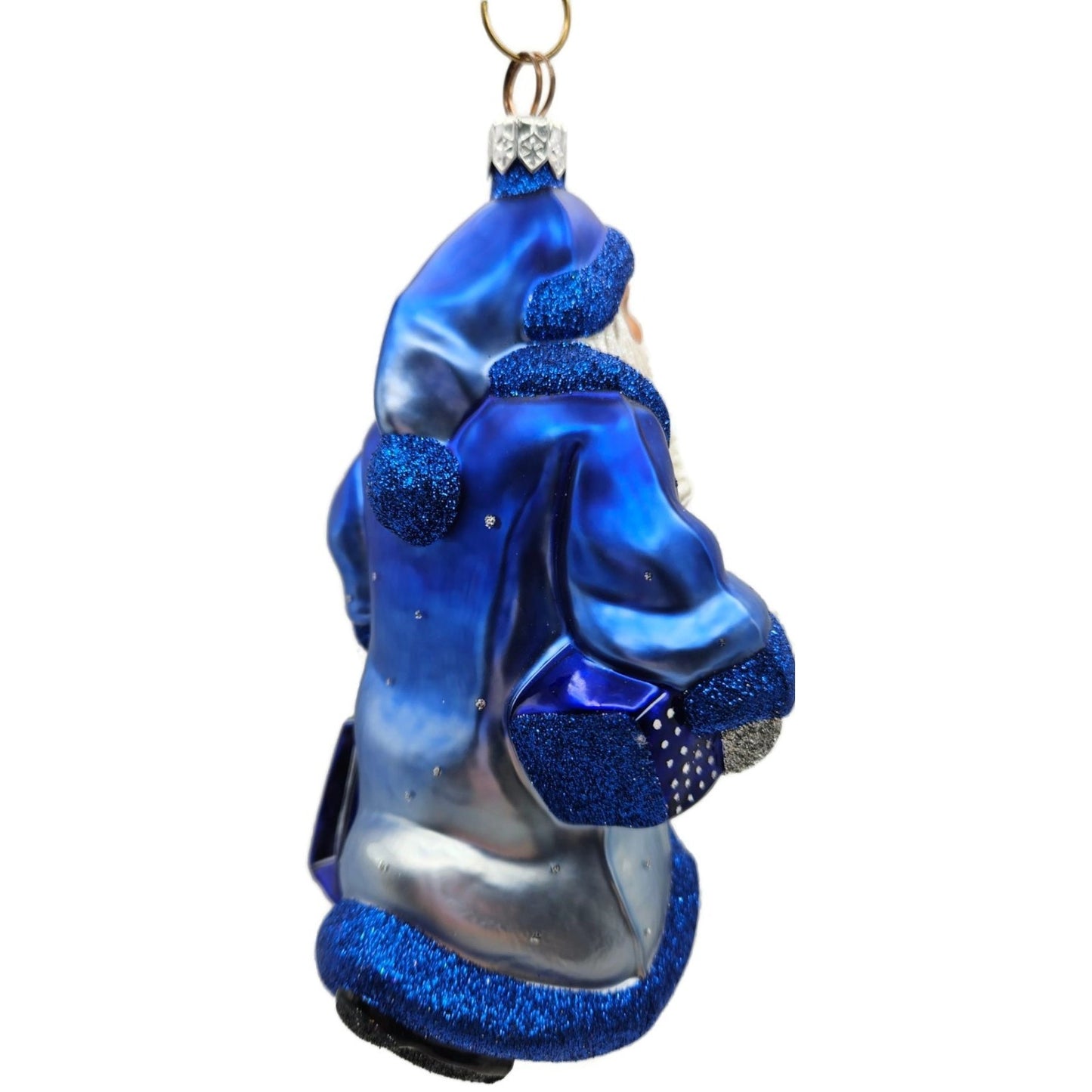 Patricia Breen City Santa Dawn Blue Silver Snowflakes Stars Christmas Ornament
