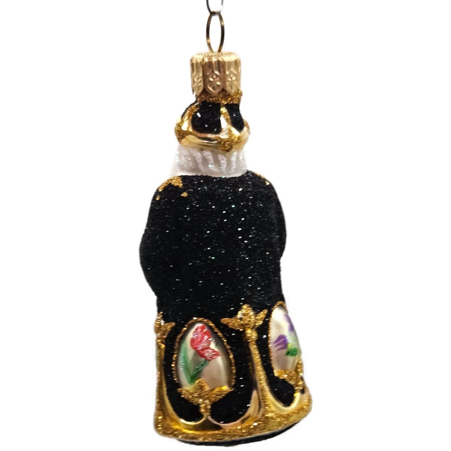 Patricia Breen Miniature Imperial Santa Black Spring Flower Christmas Ornament
