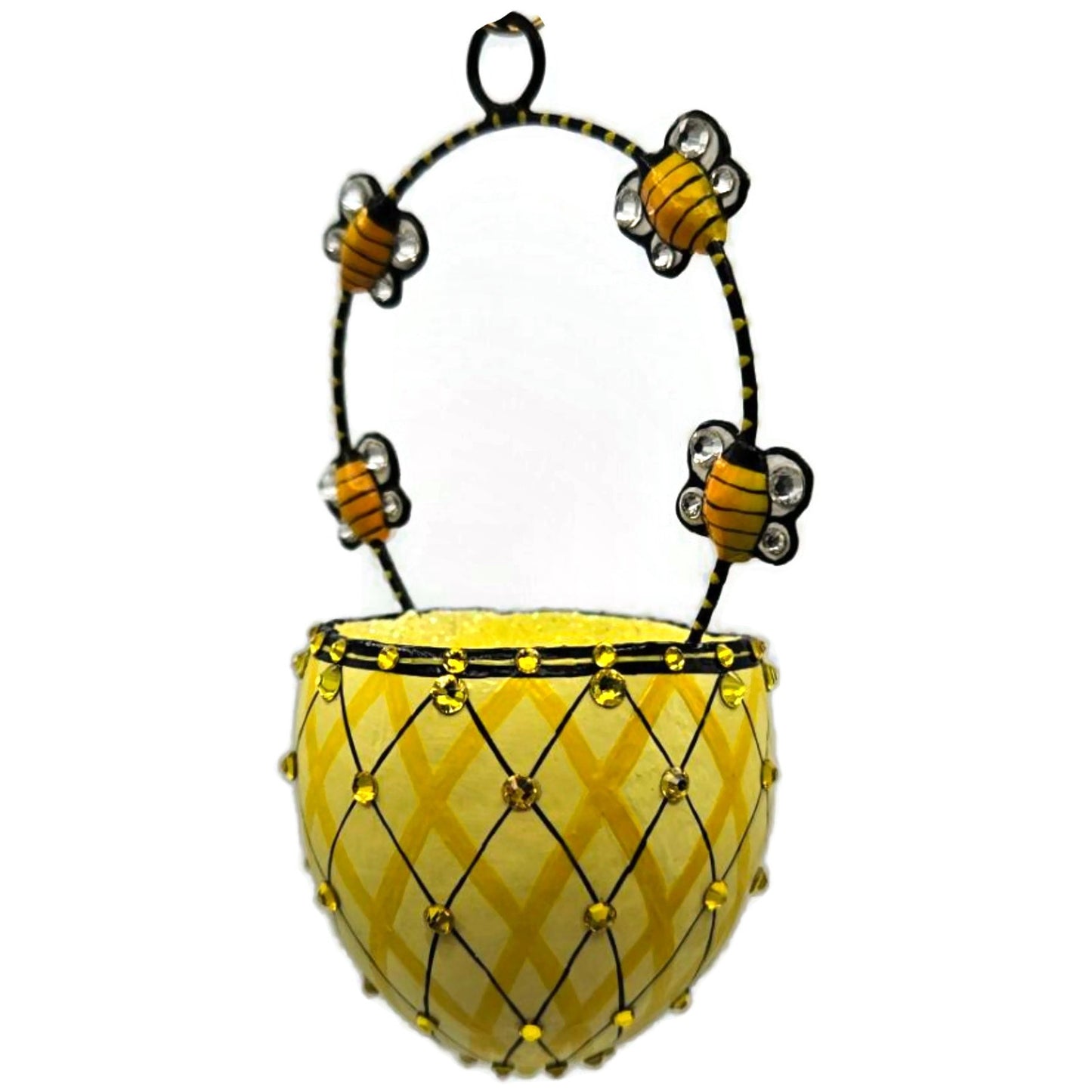 Patricia Breen Spring Basket Bees Yellow Insects Jeweled Holiday Ornament 3306