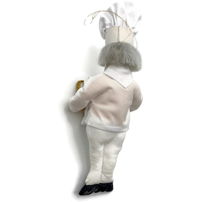 Gladys Boalt Happy Birthday Chef White Fabric Christmas Tree Ornament Signed