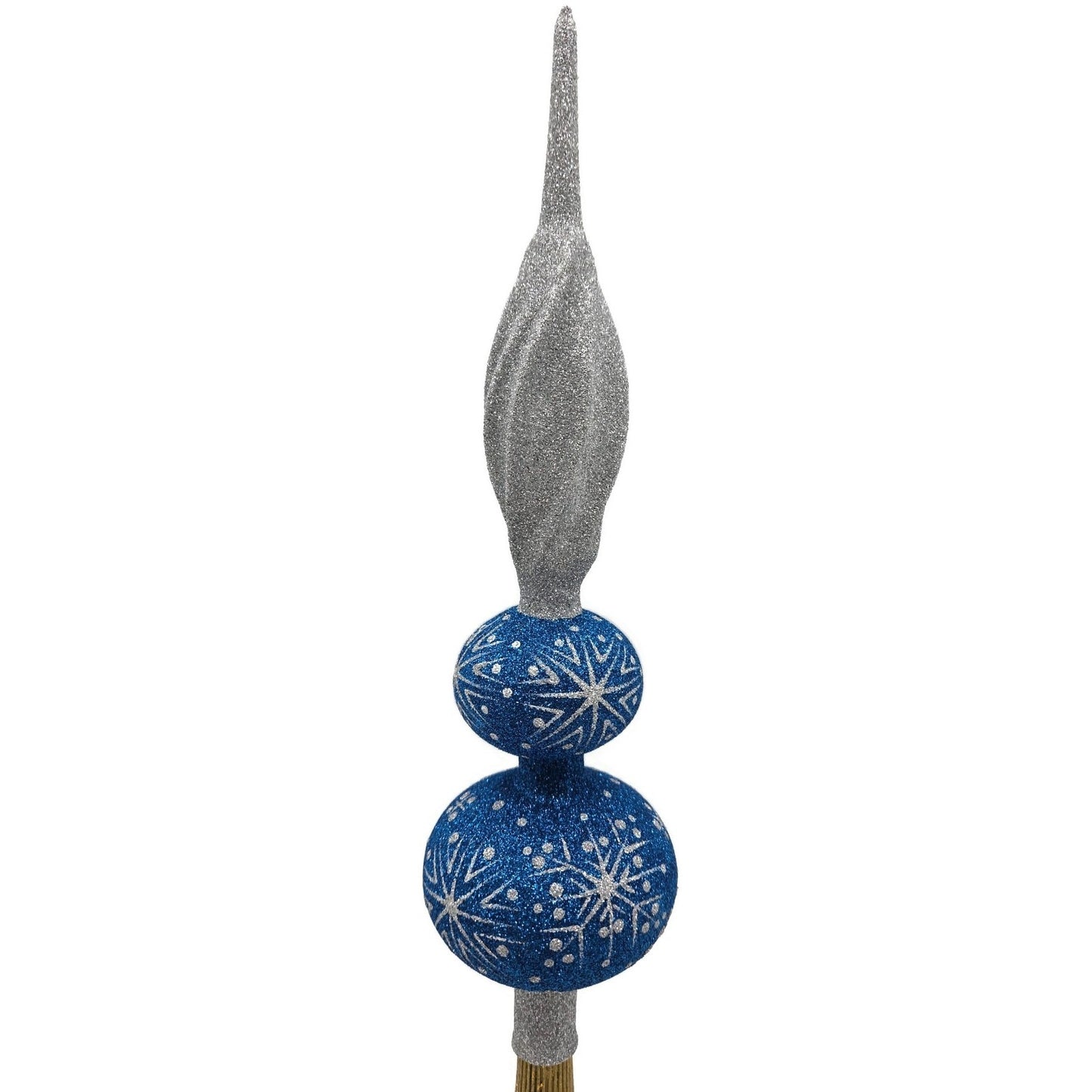 Patricia Breen Miniature Blizzard Finial Blue Silver Snow Christmas Tree Topper
