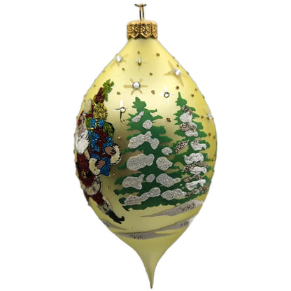 Heartfully Yours Santa Spree Yellow Jeweled Tear Drop Christmas Tree Ornament