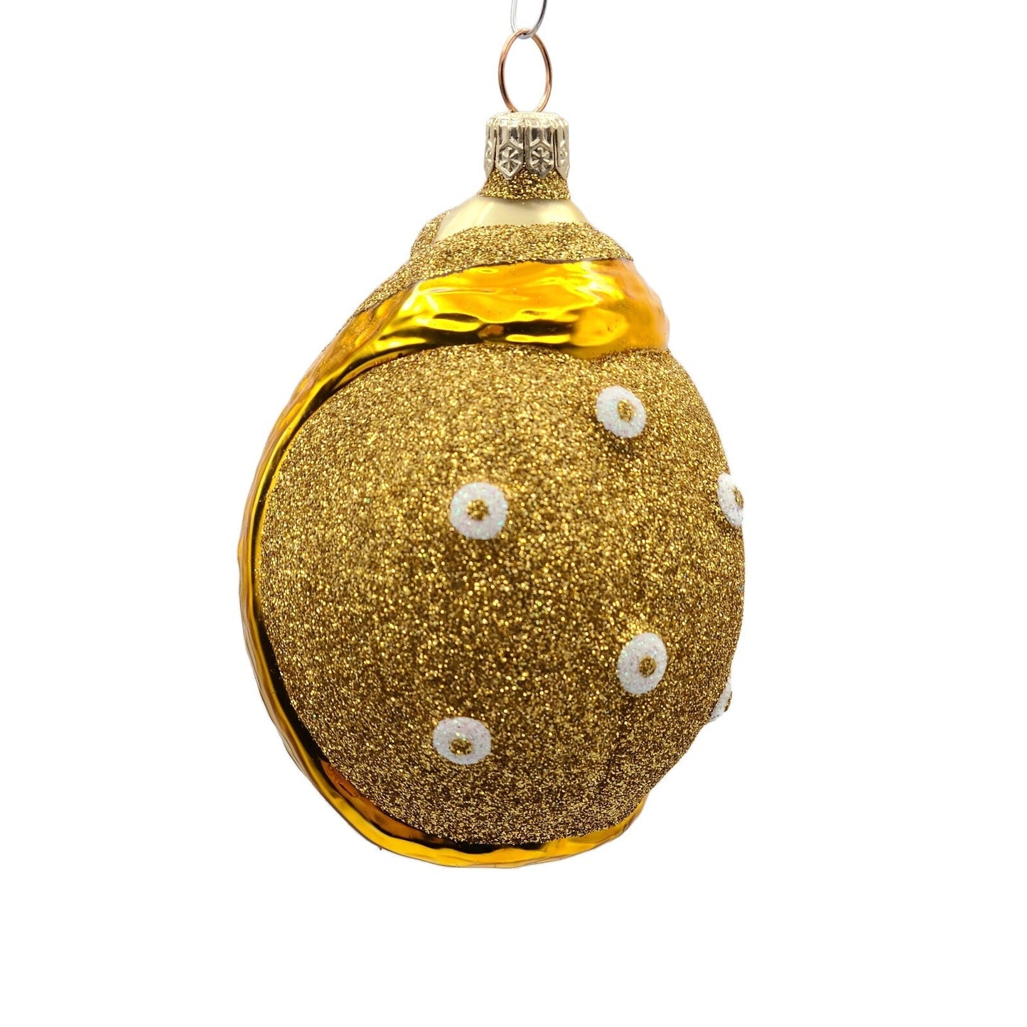 Patricia Breen Santa Ladybug Gold White Glittered Spring Holiday Tree Ornament