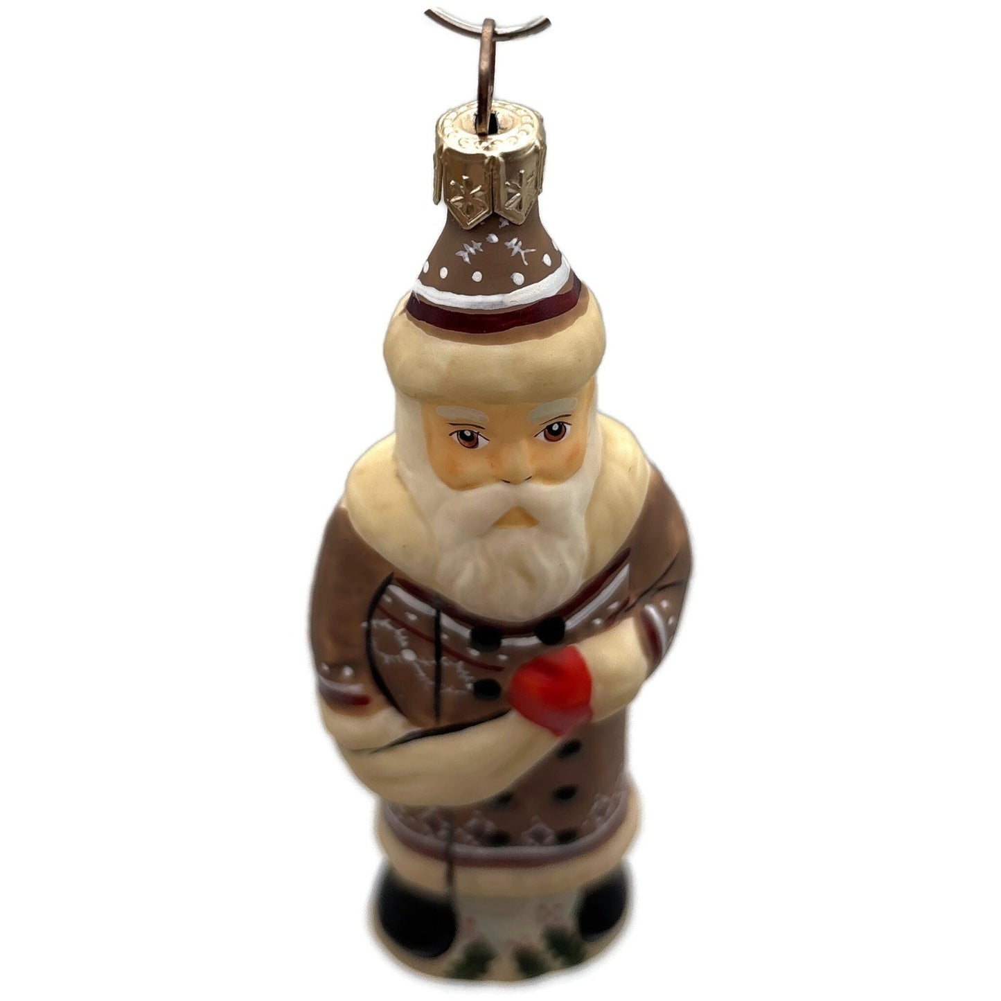Vaillancourt Folk Art Brown Father Santa Claus Christmas Tree Ornament
