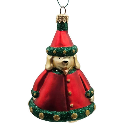 Patricia Breen Santas Helper Red Glittered Dotted Gold Christmas Tree Ornament