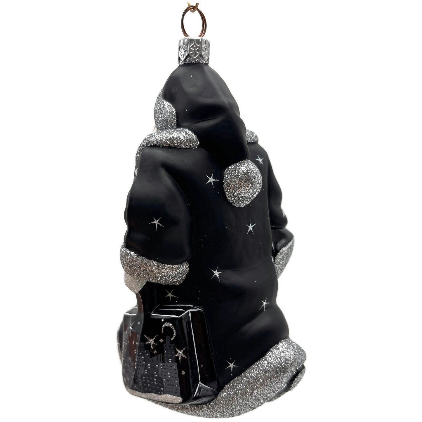 Patricia Breen City Santa Midnight Black Silver Stars Christmas Tree Ornament