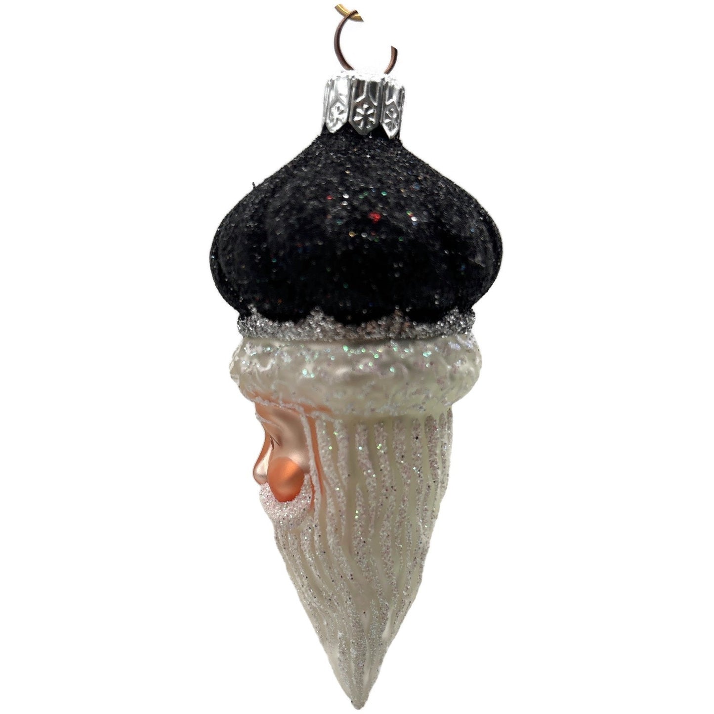 Patricia Breen Miniature Minsk Santa Head Black Christmas Tree Ornament CATZ