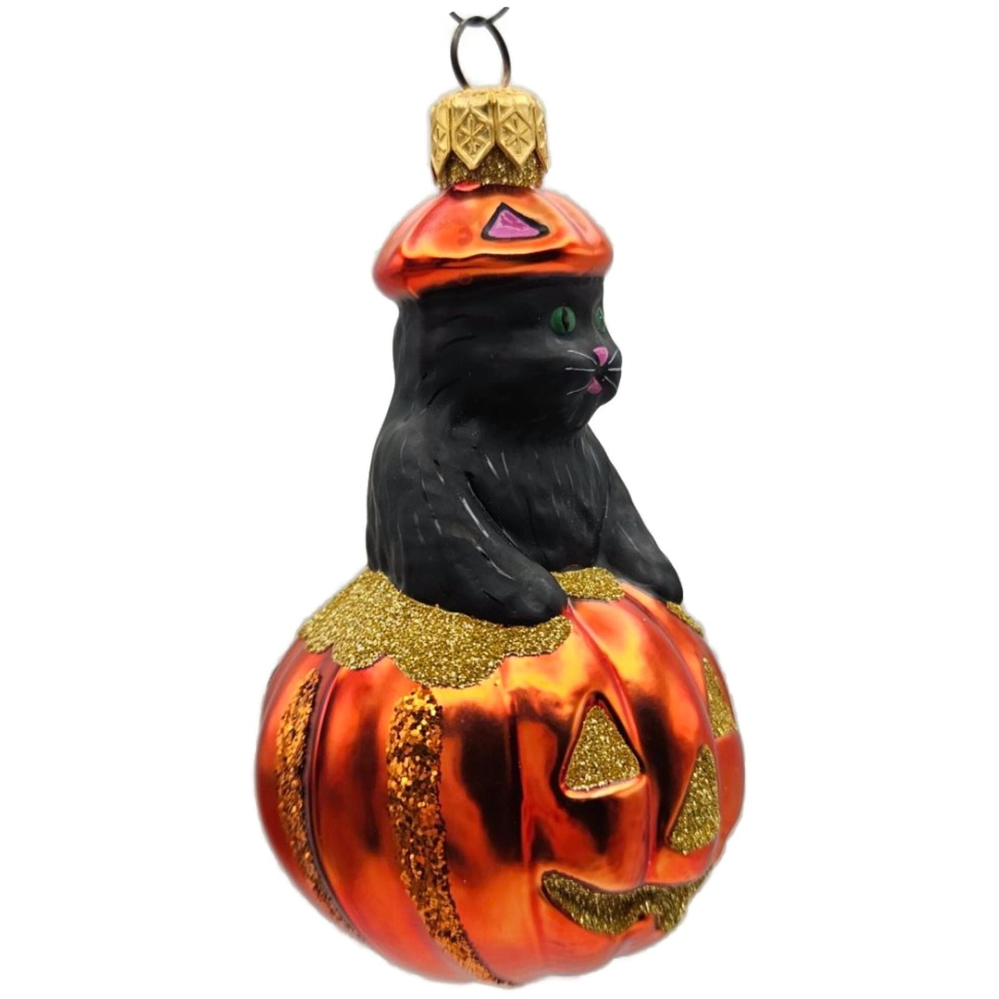 Patricia Breen Cat-O-Lantern Pumpkin Glass Christmas Halloween Ornament 9804