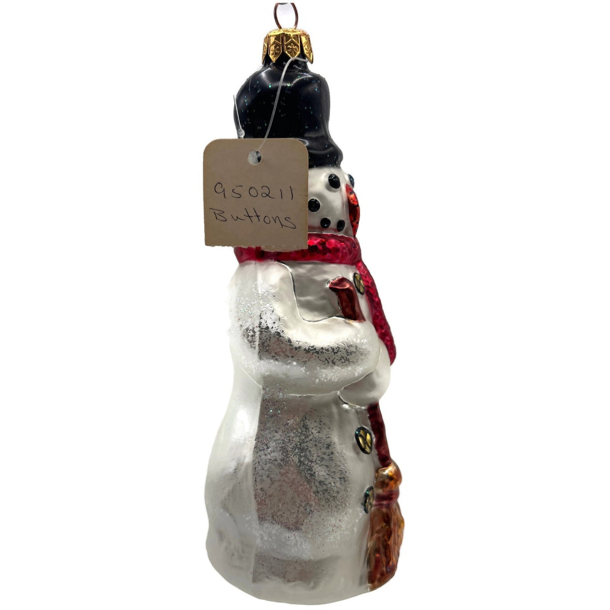 Christopher Radko Holly Jolly Snowman With Broom Christmas Ornament 97-252-0