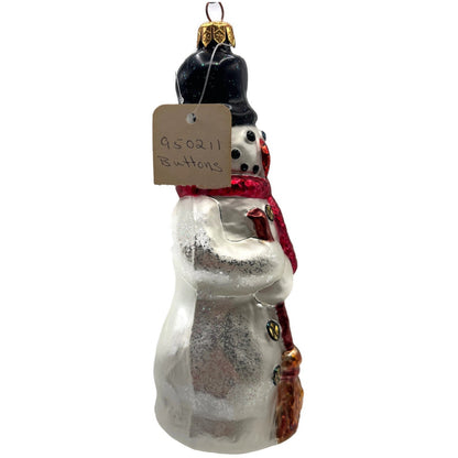 Christopher Radko Holly Jolly Snowman With Broom Christmas Ornament 97-252-0