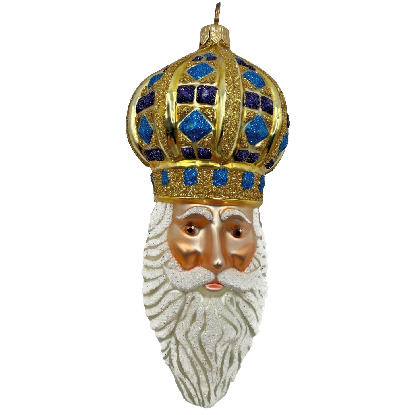 Patricia Breen Bijoux Noel Santa Claus Head Gold Crown Christmas Ornament 2101