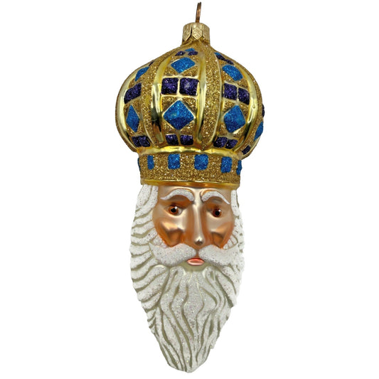 Patricia Breen Bijoux Noel Santa Claus Head Gold Crown Christmas Ornament 2101