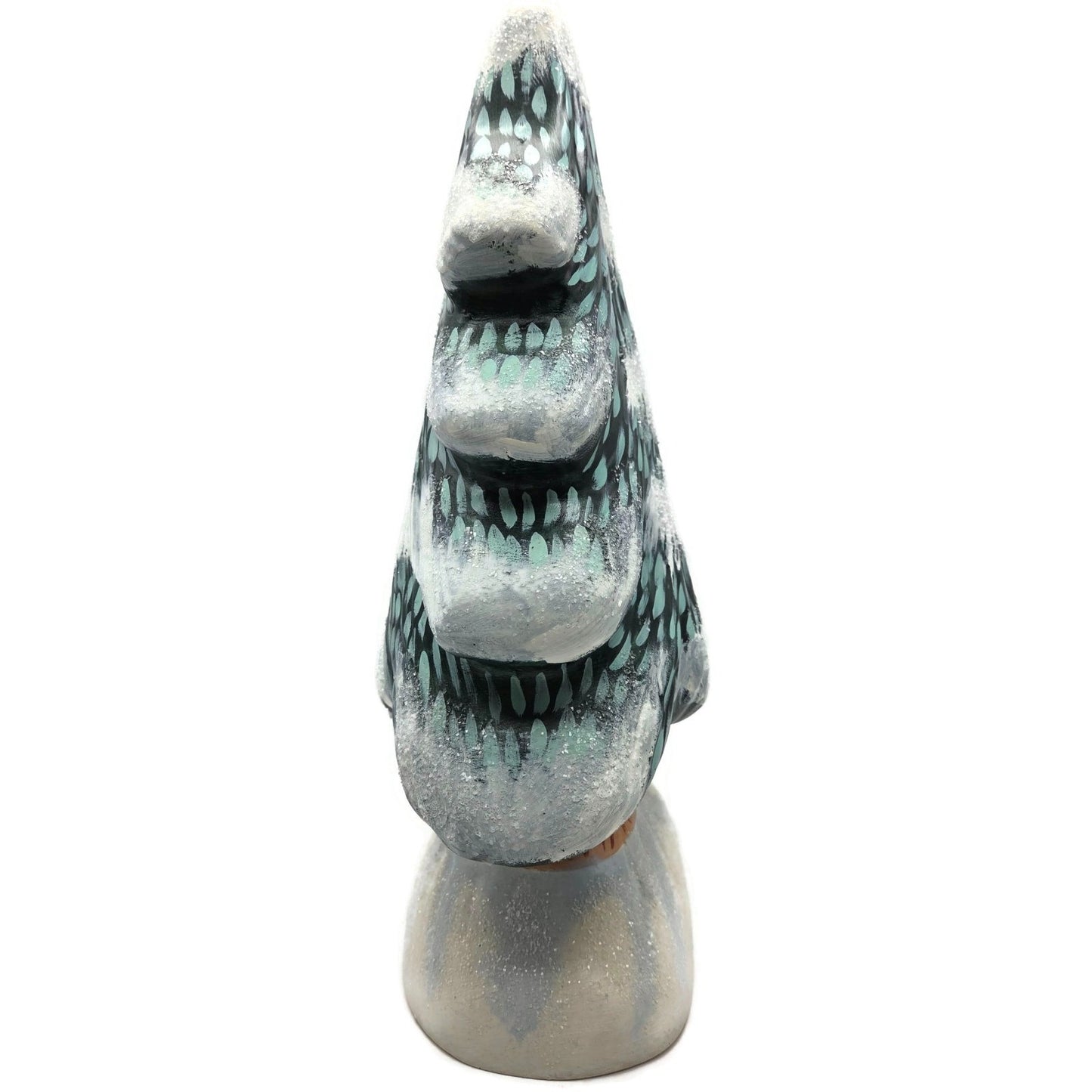 Vaillancourt Folk Art Large Tree Chalkware Forest Snow Christmas Tree Figurine