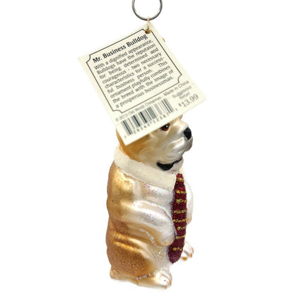 Old World Christmas Mr. Business Bulldog Pet Hat Christmas Tree Ornament OWC