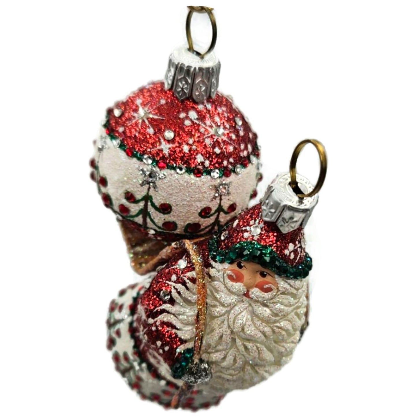 Patricia Breen Santa for Liliana Red Jeweled Glass Christmas Tree Ornament 2857