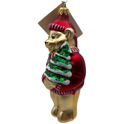 Patricia Breen Papa Bear Red Glittered Ornaments Gold Green Christmas Ornament