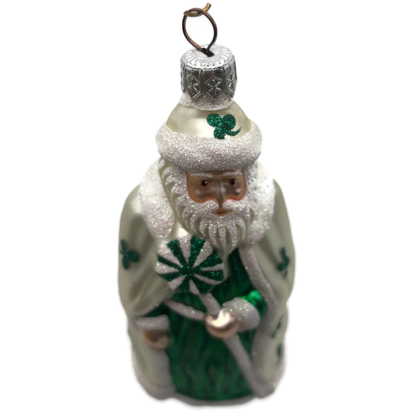 Patricia Breen Santa of the North Pearl Green Shamrocks St. Patrick's Ornament