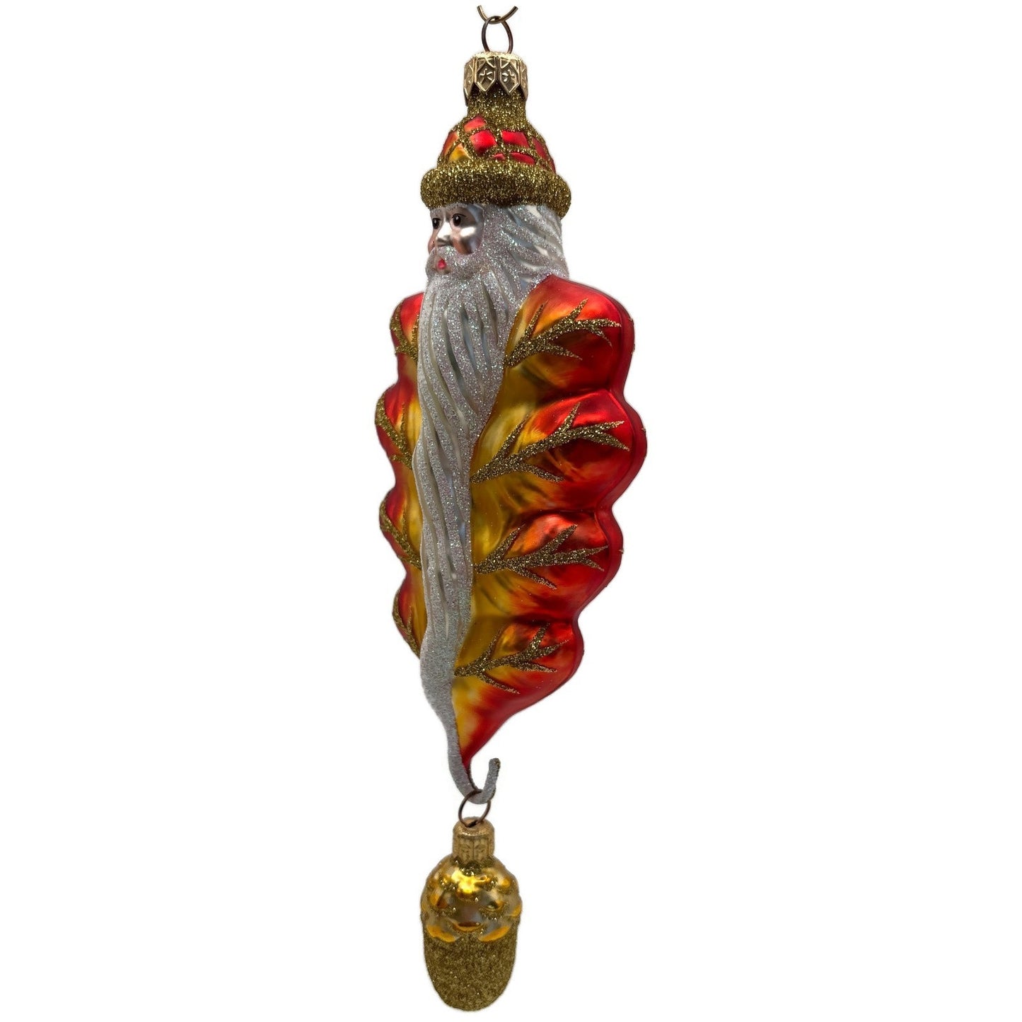 Patricia Breen Oak Leaf Santa Orange Matte Fall Autumn Christmas Ornament NM