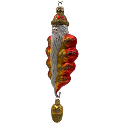 Patricia Breen Oak Leaf Santa Orange Matte Fall Autumn Christmas Ornament NM