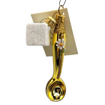 Patricia Breen One Lump or Two Gold Sugar Spoon Christmas Holiday Ornament OOAK