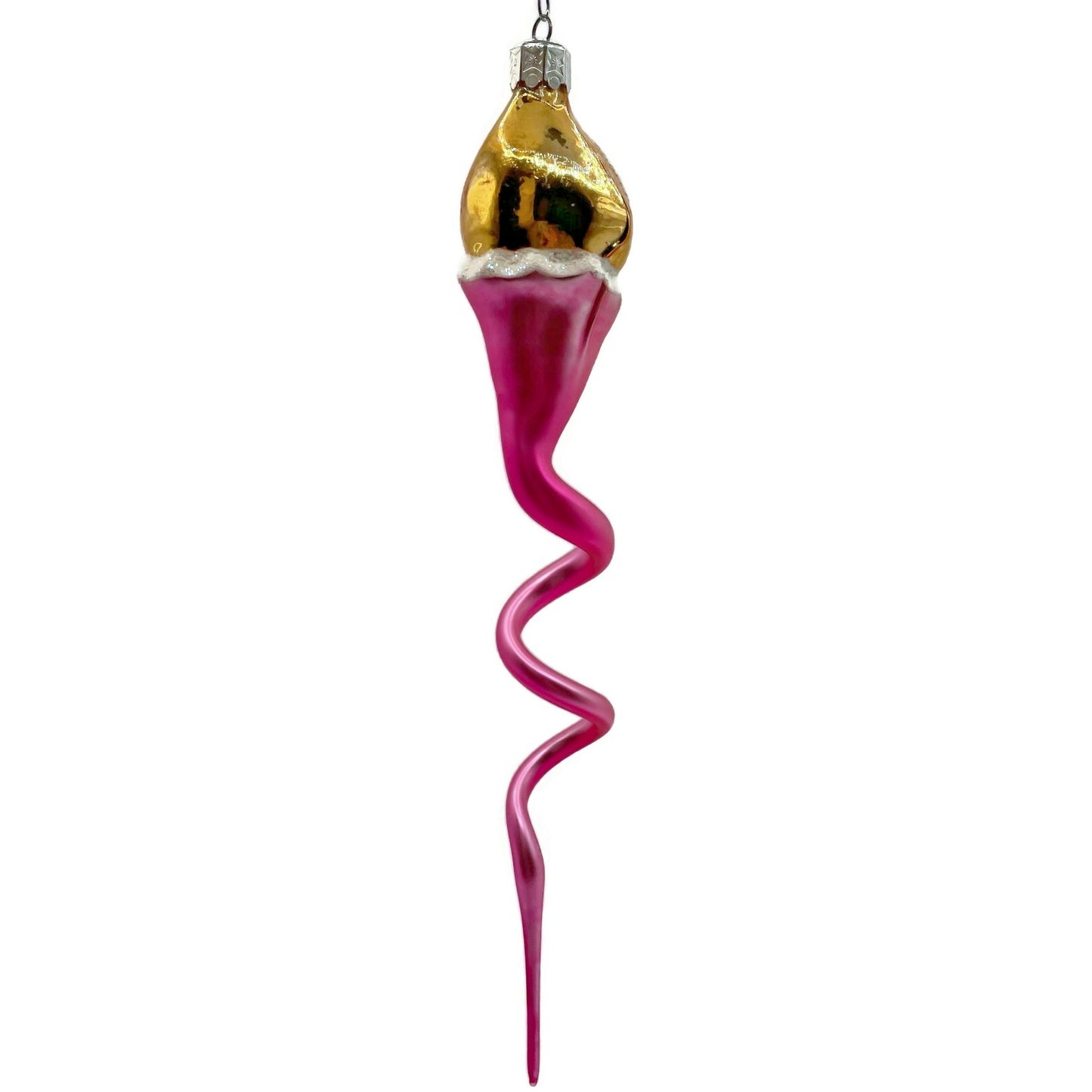 Christopher Radko Clown Snake Pink Gold Jester Spiral Twist Christmas Ornament