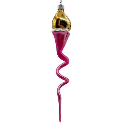 Christopher Radko Clown Snake Pink Gold Jester Spiral Twist Christmas Ornament