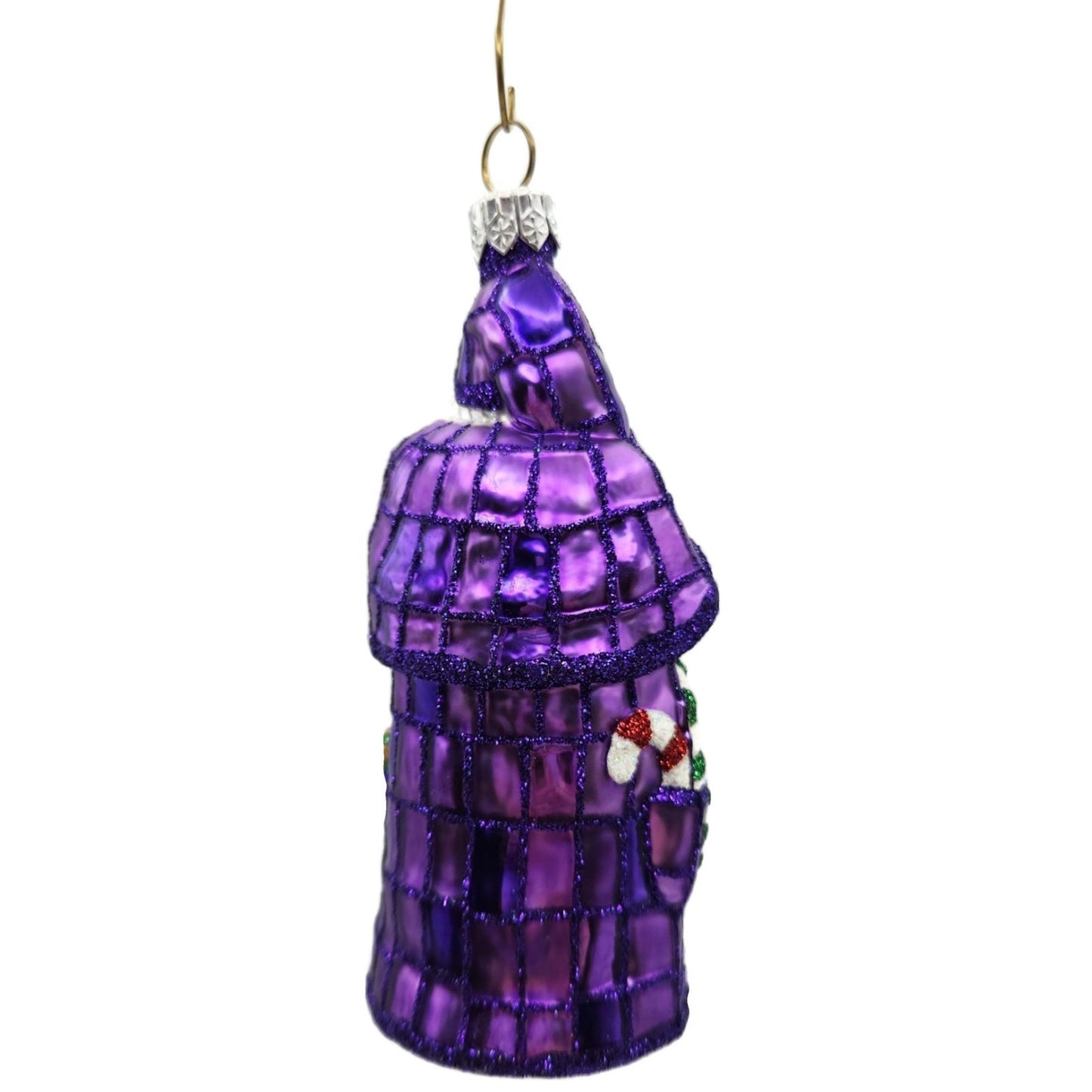 Patricia Breen Patchwork Santa Noel Purple Plaid Christmas Tree Ornament CATZ