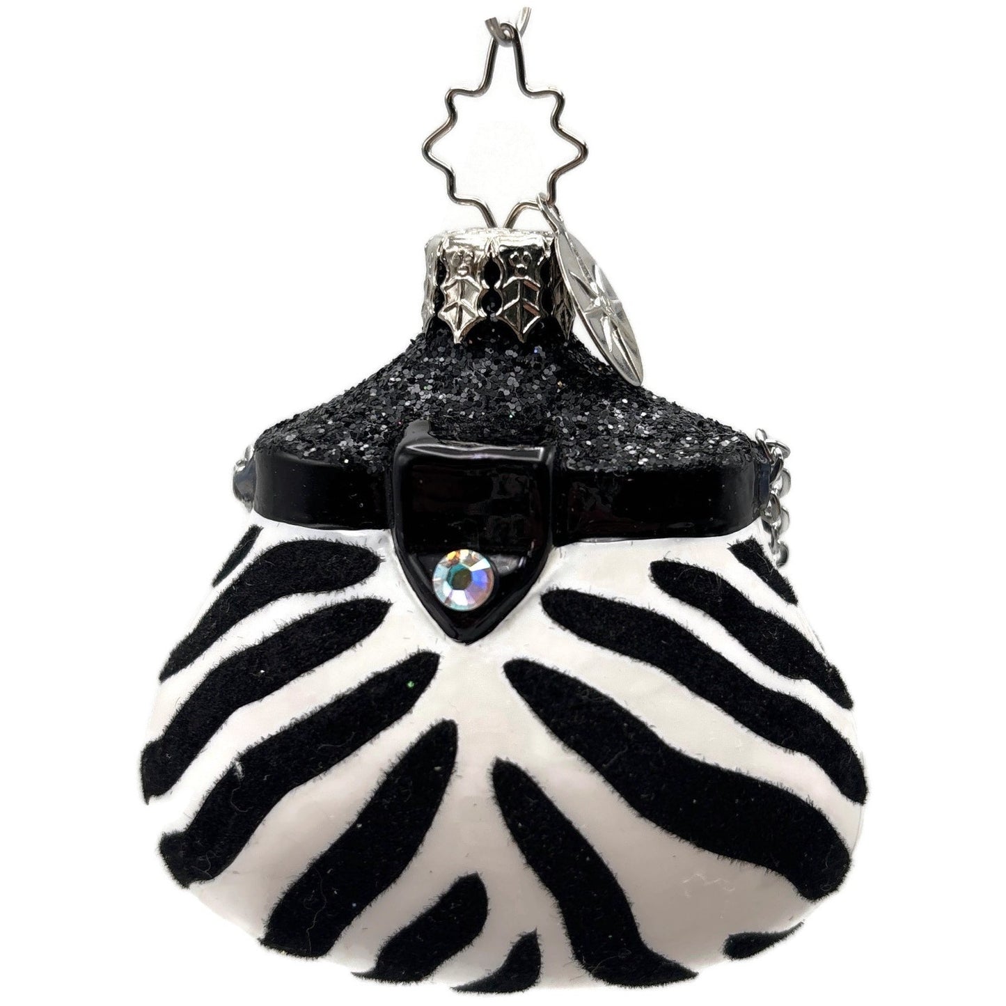 Christopher Radko Viva La Mode Zebra Purse Handbag Christmas Ornament 1012039