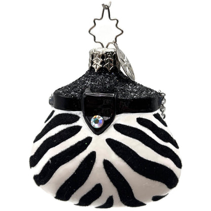 Christopher Radko Viva La Mode Zebra Purse Handbag Christmas Ornament 1012039