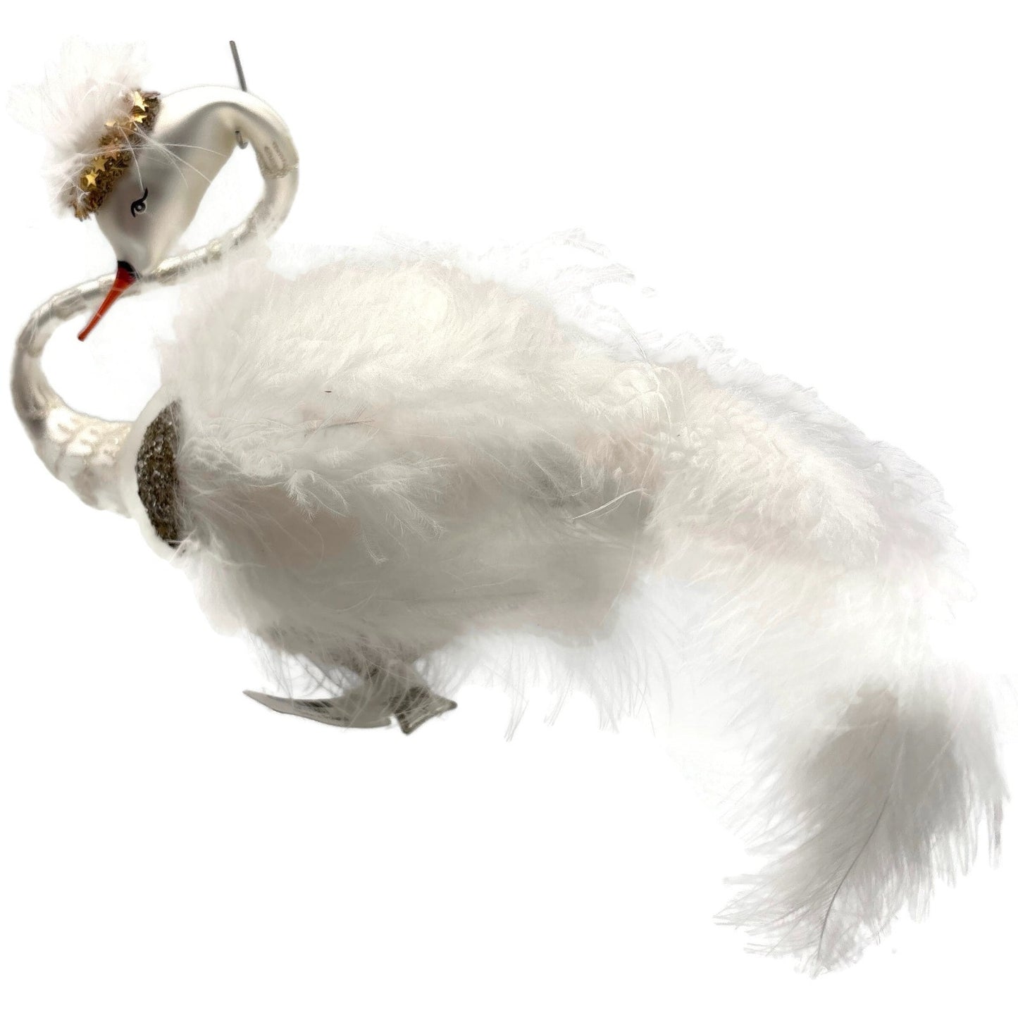 White Swan Glass Clip On Christmas Tree Ornament Timothy De Clue Exclusive