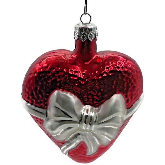 Christopher Radko Ornament Red Sweetheart Love Romance Silver Bow Valentines