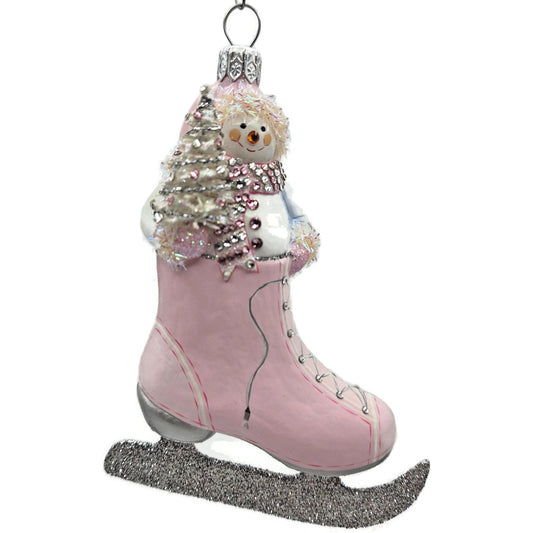 Patricia Breen To The Pond Pink White Silver Snowman Christmas Ornament CATZ