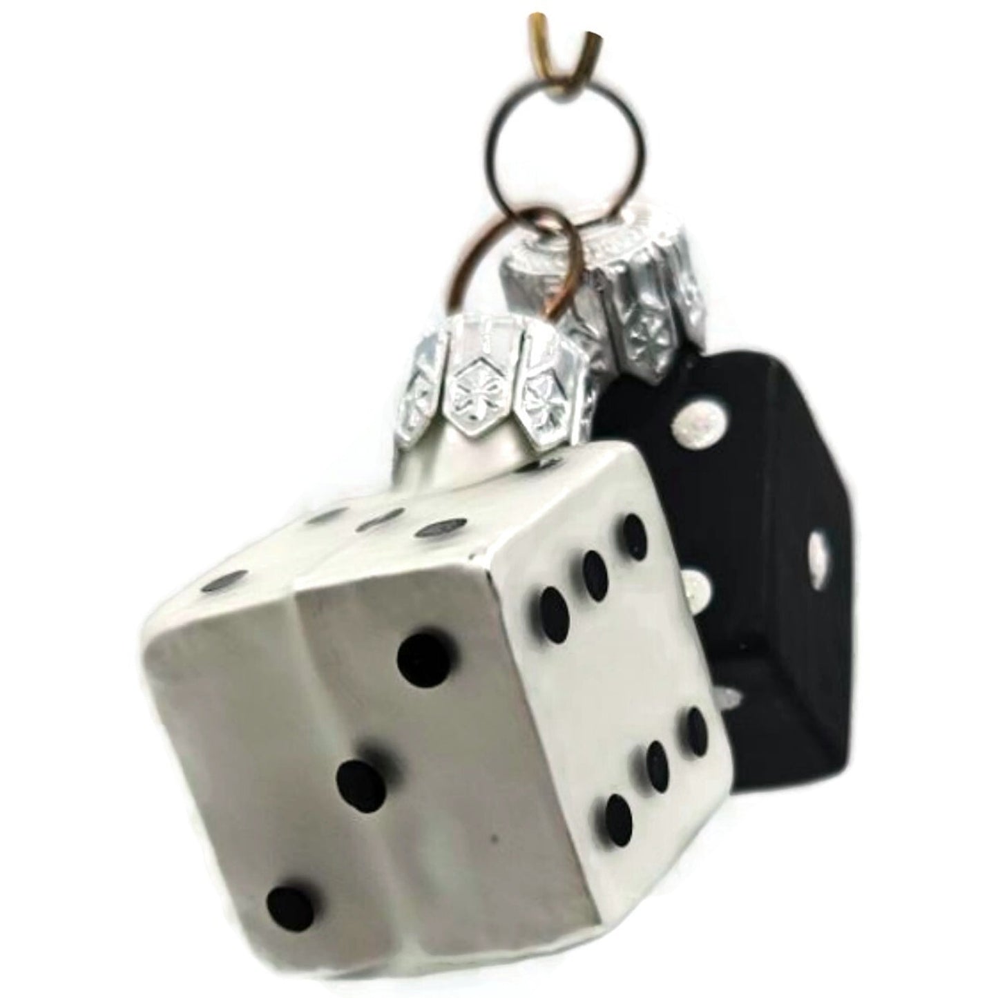 Patricia Breen Dice Black Pearl Matte 2 Part Mini Christmas Tree Ornament CATZ