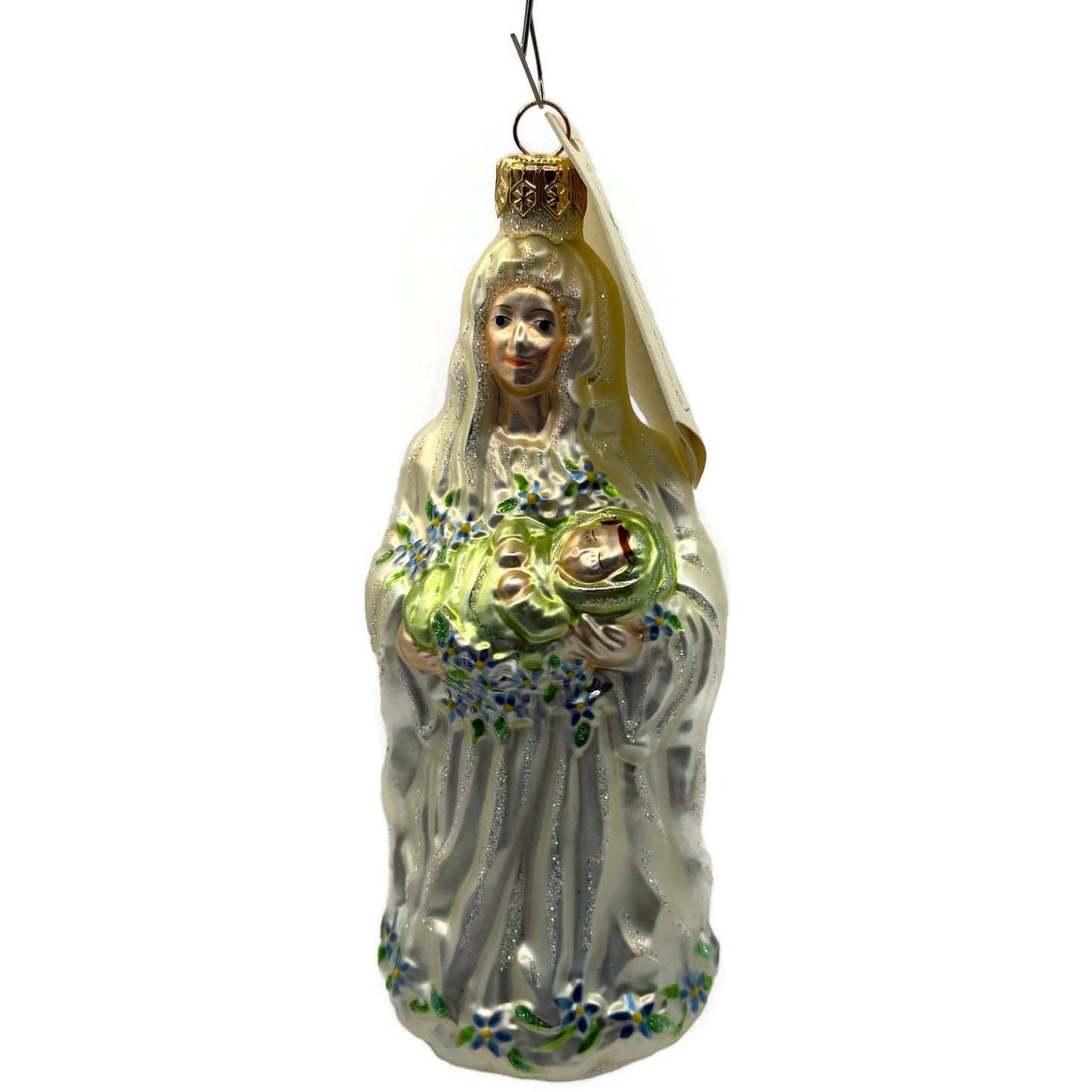 Patricia Breen Bountiful Madonna Flowers Pearl White Christmas Tree Ornament