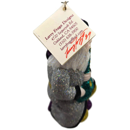 Larry Fraga Jazzy Santa Saxophone Glitter Series Signed Glass Christmas Ornament