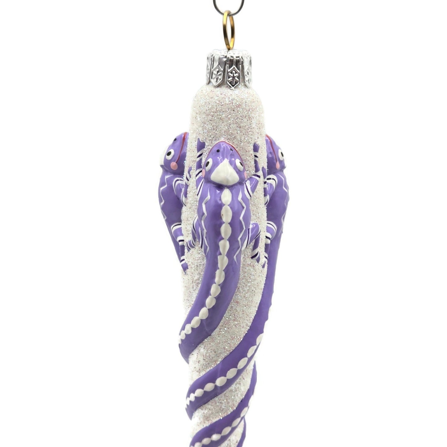 Patricia Breen Chameleon Icicle Lavender White Glass Christmas Holiday Ornament