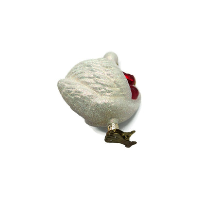Patricia Breen Swan Boat Santa Claus Red Gold Trim Clip On Christmas Ornament