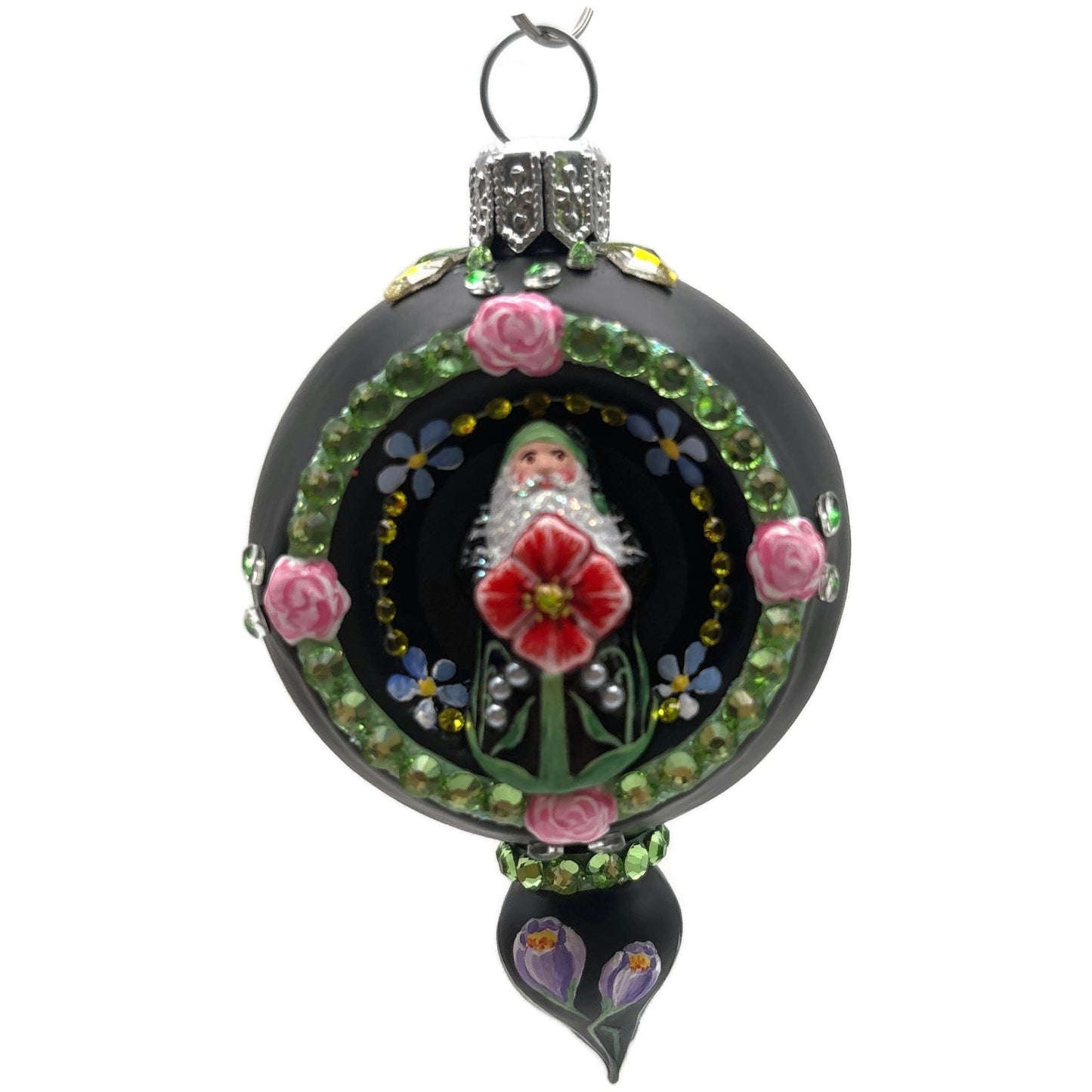Patricia Breen Memento Reflector Botanical Black Petite Drop Christmas Ornament