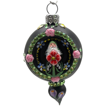 Patricia Breen Memento Reflector Botanical Black Petite Drop Christmas Ornament