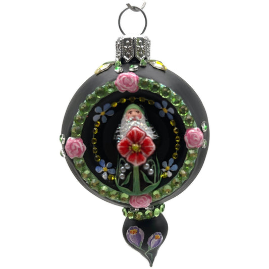 Patricia Breen Memento Reflector Botanical Black Petite Drop Christmas Ornament