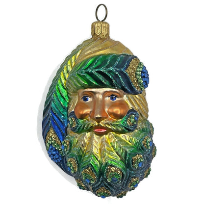 Patricia Breen Henrys Santa Claus Head Peacock Christmas Holiday Ornament