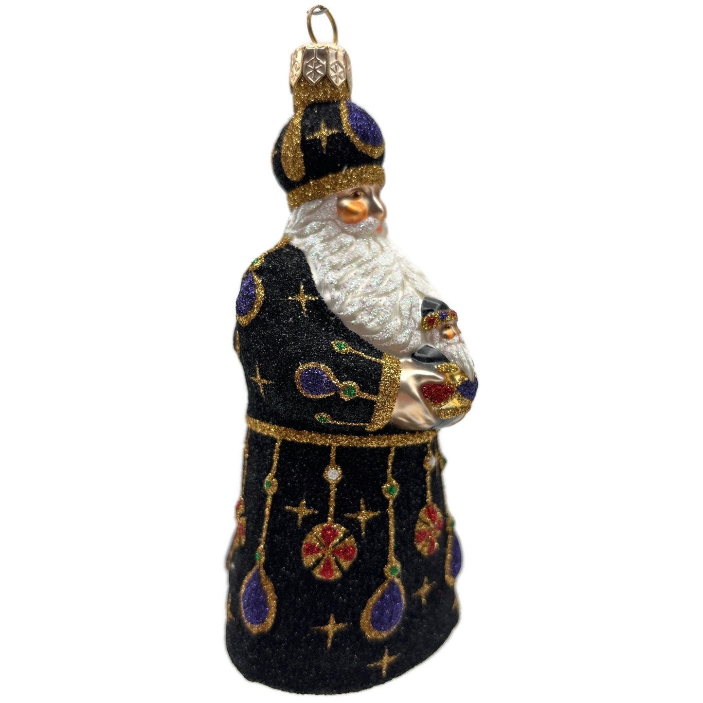 Patricia Breen Bedecked Bejeweled Santa Black Purple Christmas Ornament 2200NM