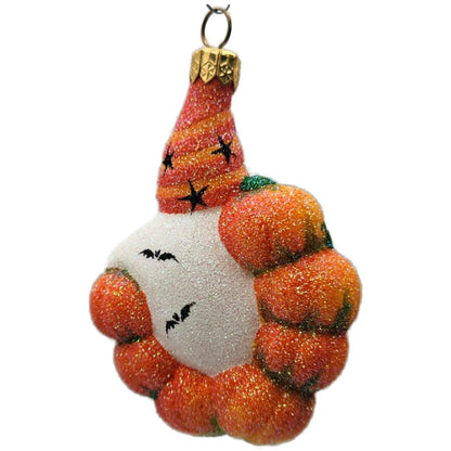 Patricia Breen Jack-o-Wreath Bat Pumpkin Glass Halloween Christmas Ornament 2419