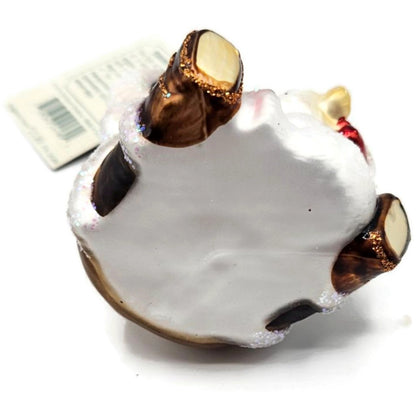 Eskimo Giggles Hugging Polar Bear Cub Old World Christmas Tree Ornament OWC