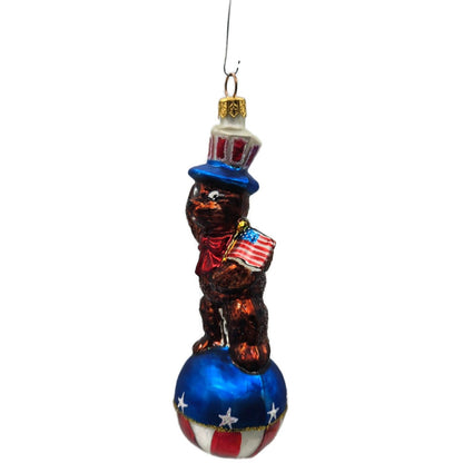 Christopher Radko Teddy For President Patriotic Bear Christmas Ornament July 4th