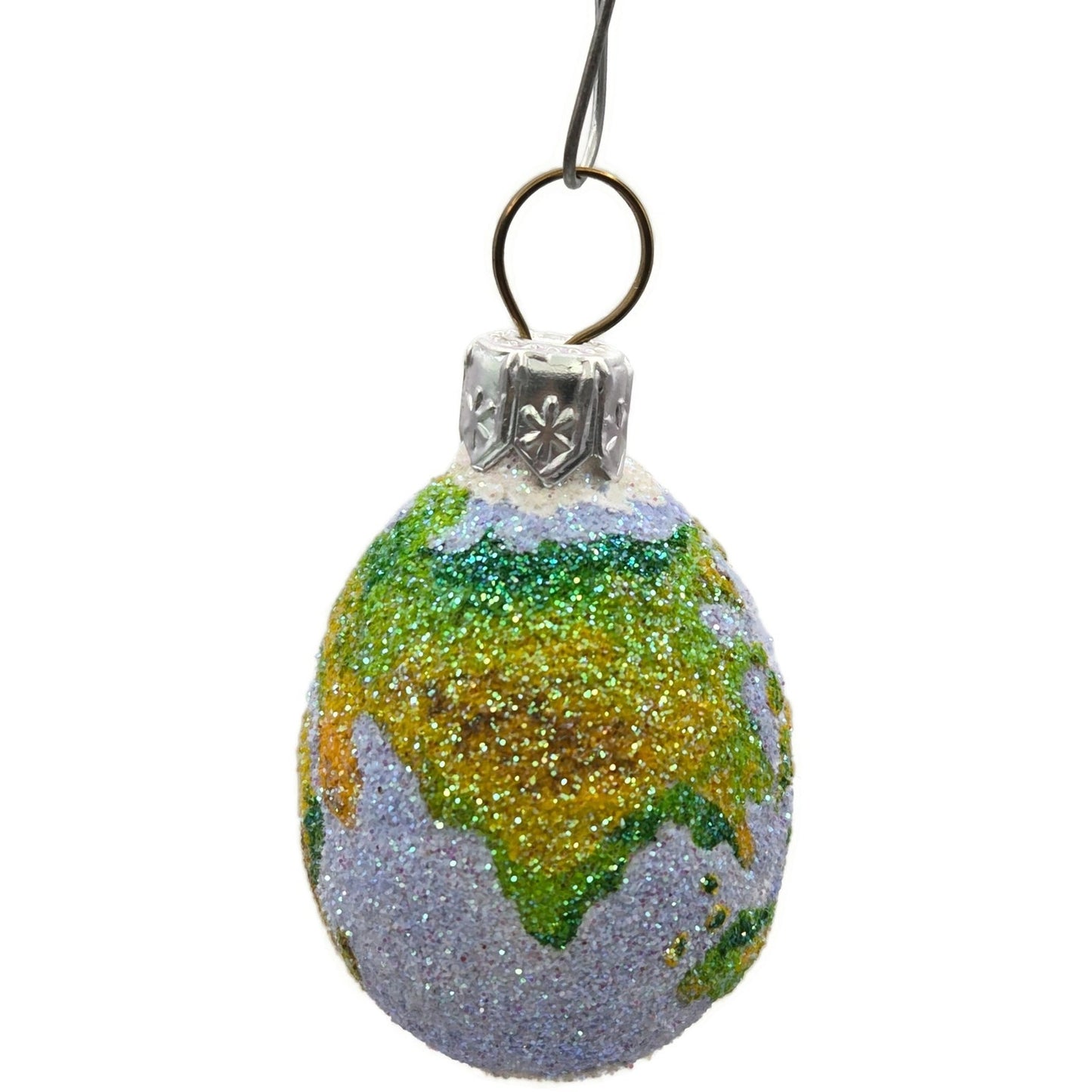 Patricia Breen Miniature Egg Worldly Earth Globe Blue Green Easter Tree Ornament